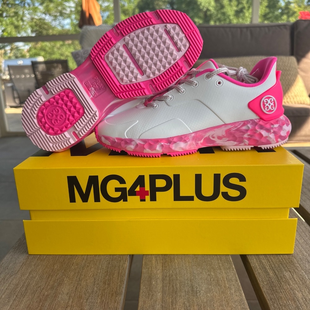 G/FORE GFORE MG4+ Perforated Golf Shoe Sneaker Ladies Sz 7 Knockout Pink Camo - Picture 2 of 7